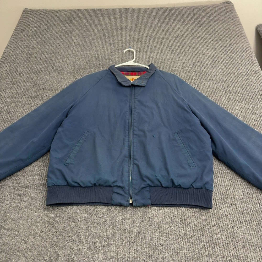 Vintage Baracuta Jacket Mens XL Blue Cotton Harrington G9 Plaid Retro Tartan